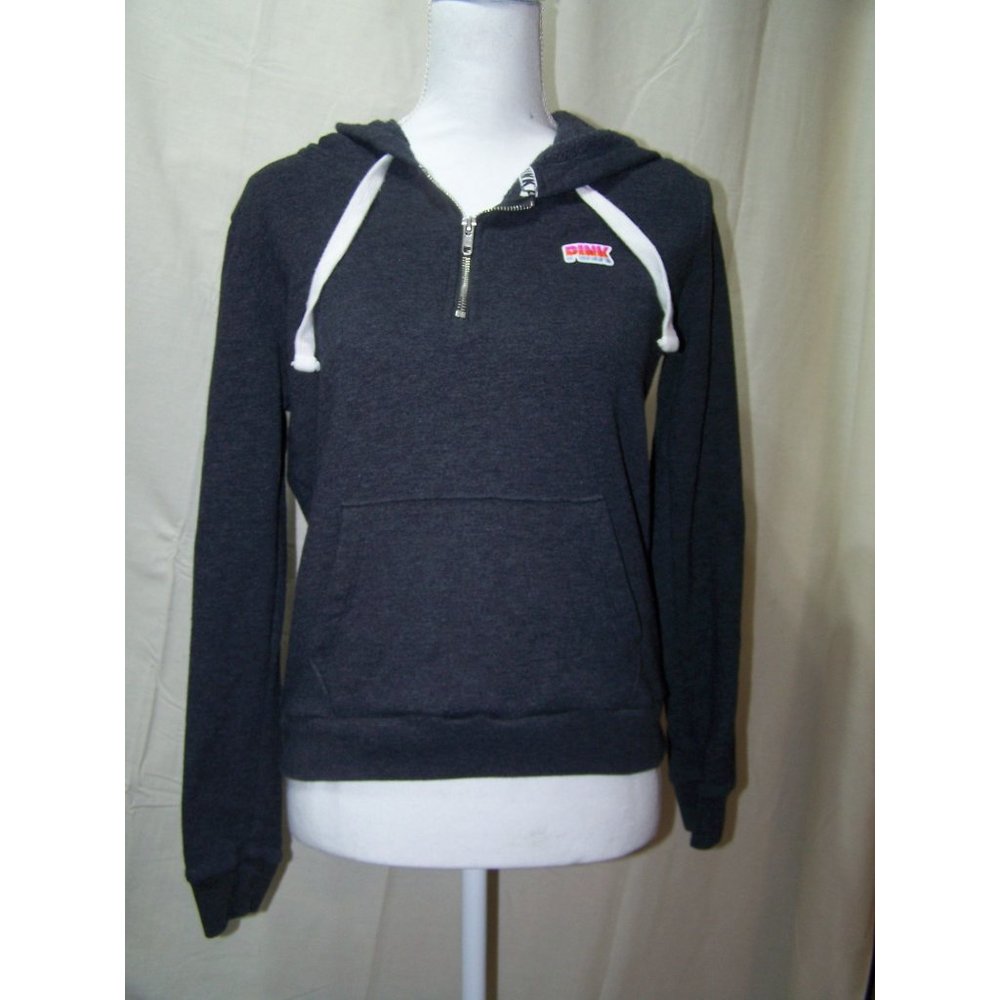 Victoria's Secret PINK Hoodie Top Small Gray Logo